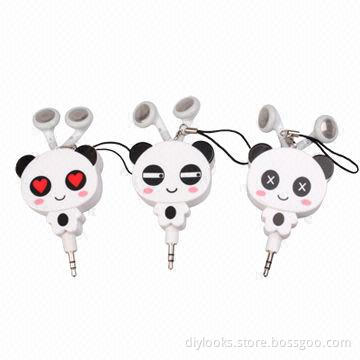 3.5mm Pendant Retractable Cable Earphone Headphone with Clip